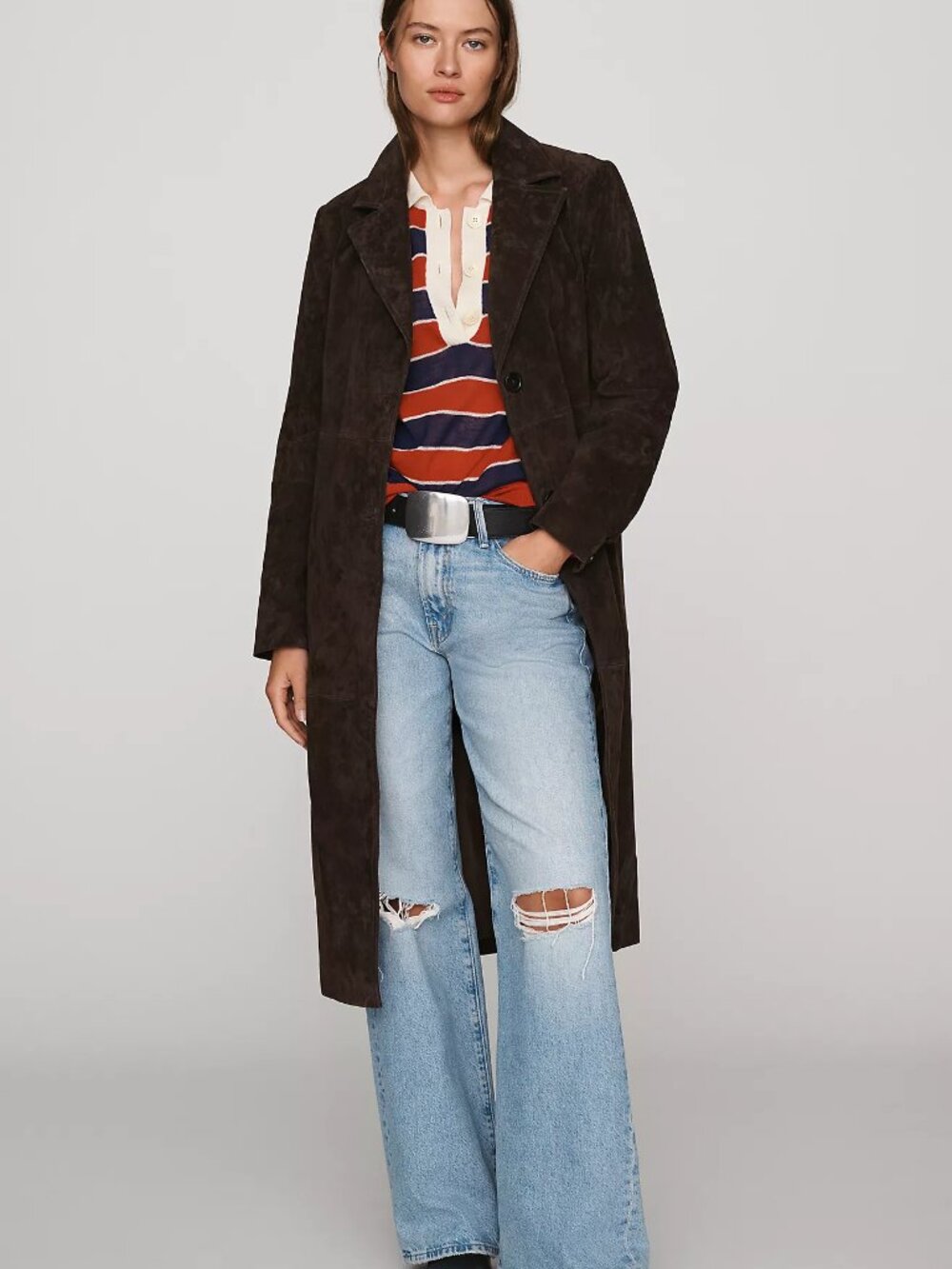 Anthropologie NVLT Rachael Suede Longline Coat Size Small New With Tags - Picture 5 of 7